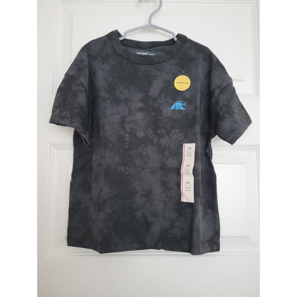 Boys Cat & Jack T-shirt Size XS (4/5) Black Ride the Wave NWT